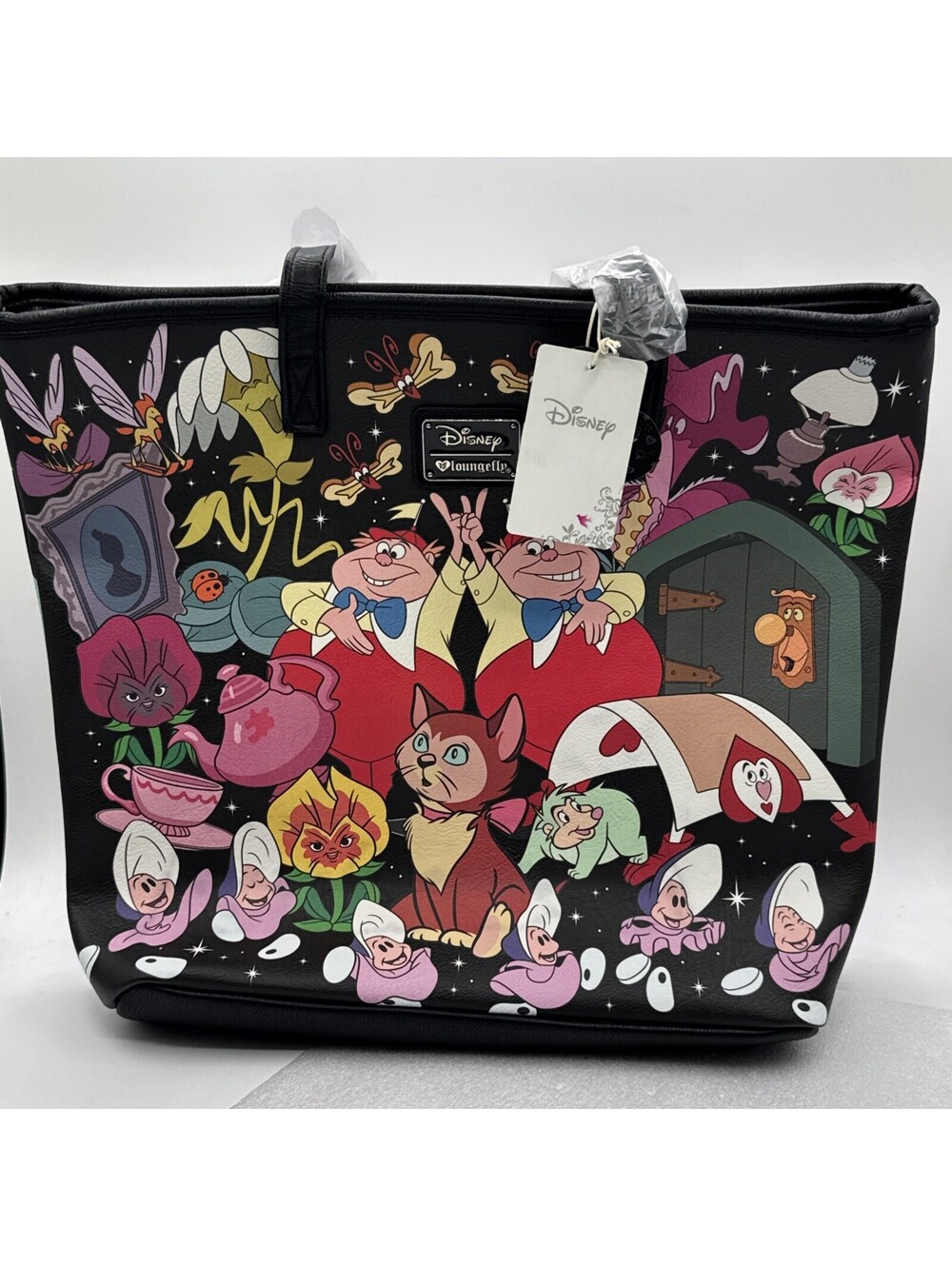 Loungefly Disney Alice In Wonderland Character All Over Print Large Tote New NWT